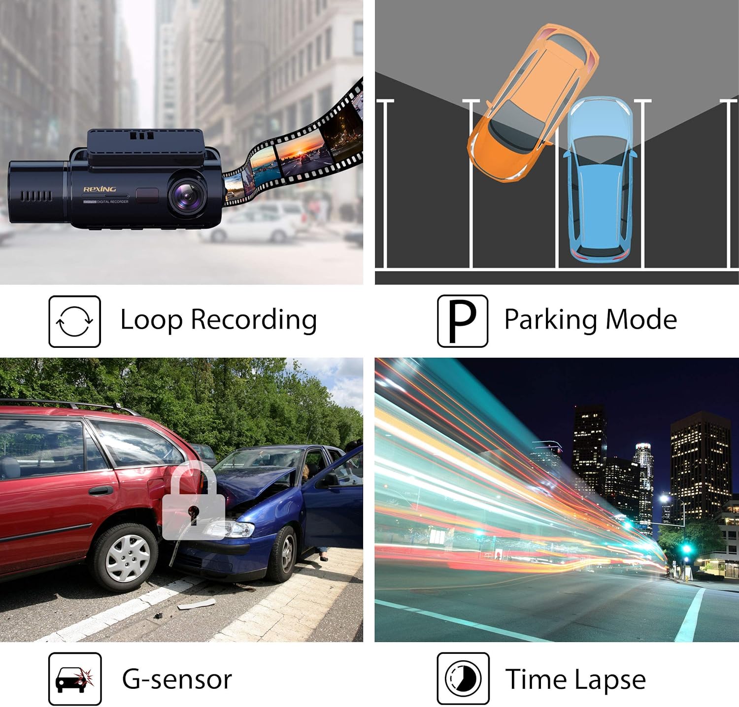 ADAS (Advanced Driver Assistance Systems) explanation with illustrations for Lane Departure Warning and Distance Detection of Front Vehicle.