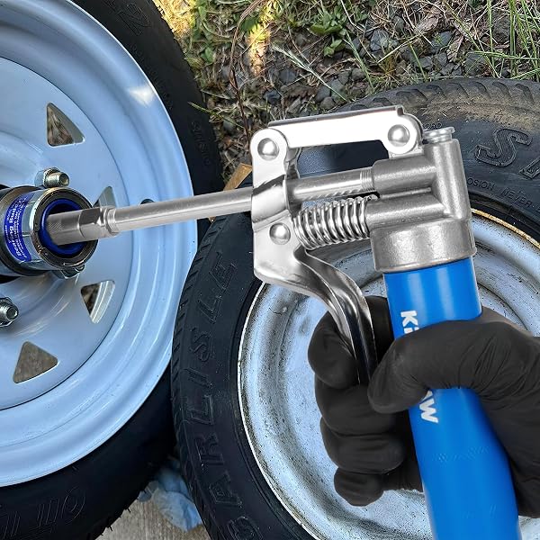 KRETLAW Mini Grease Gun (3000PSI) with Double 85G Cartridge Grease and Flexible Hose, Reinforced Coupler for Automotive,Marine - 5