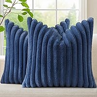 decorUhome Cozy Faux Fur Blue Pillow Covers
