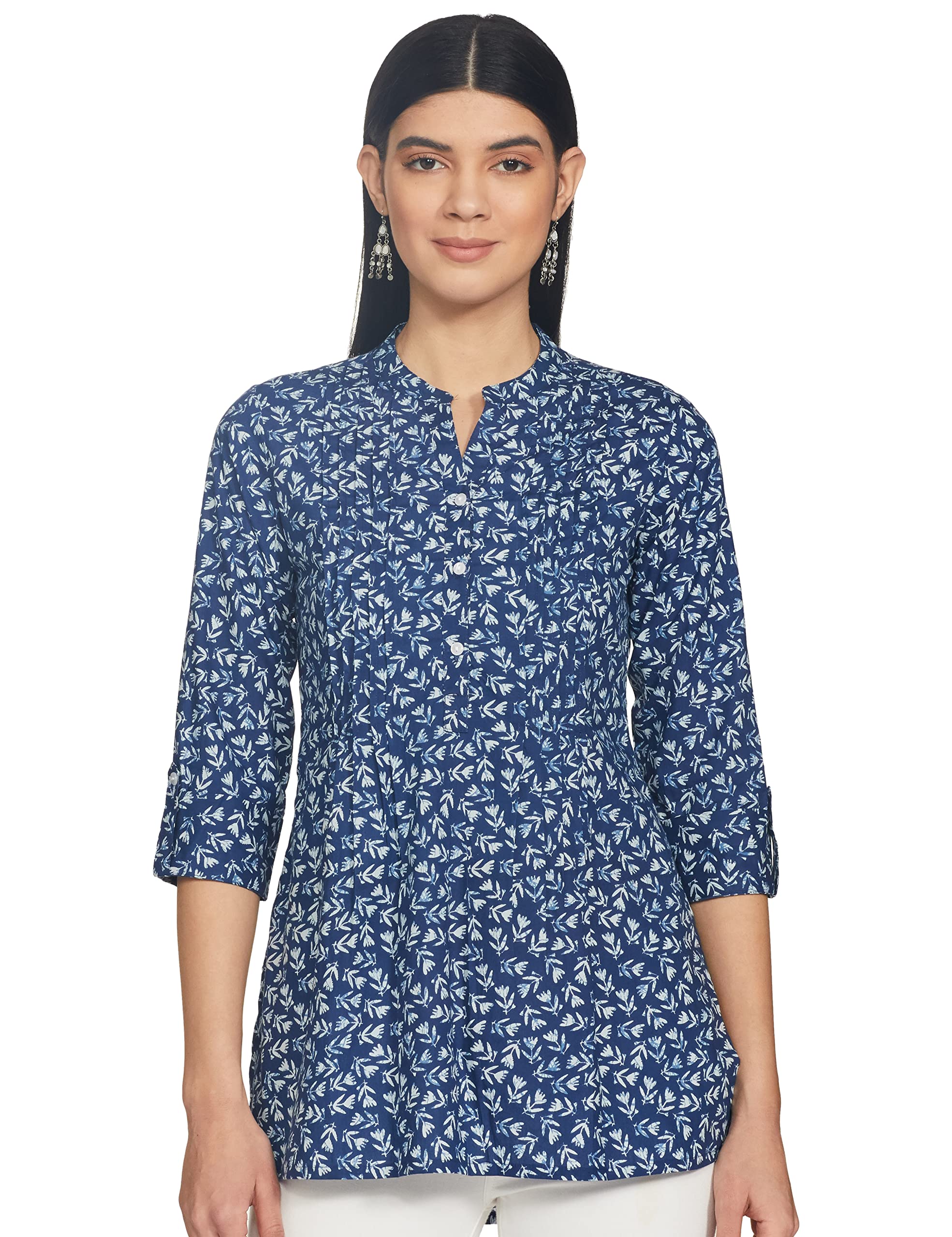Amazon Brand - MyxWomen's Cotton Printed A-line Short Kurti