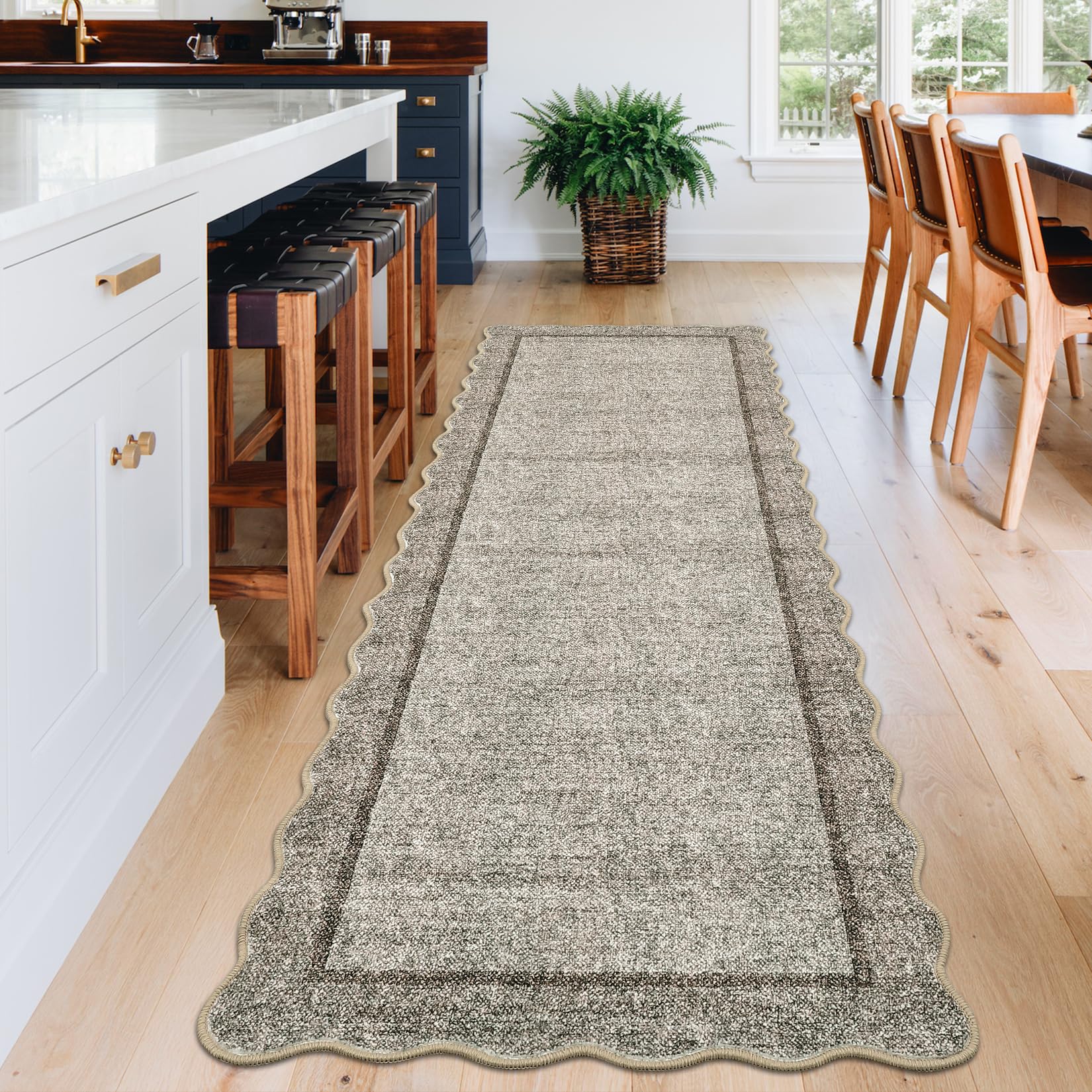 Photo 1 of GarveeHome Scalloped Washable Runner Rug 2x8 Modern Non Slip Kitchen Runner