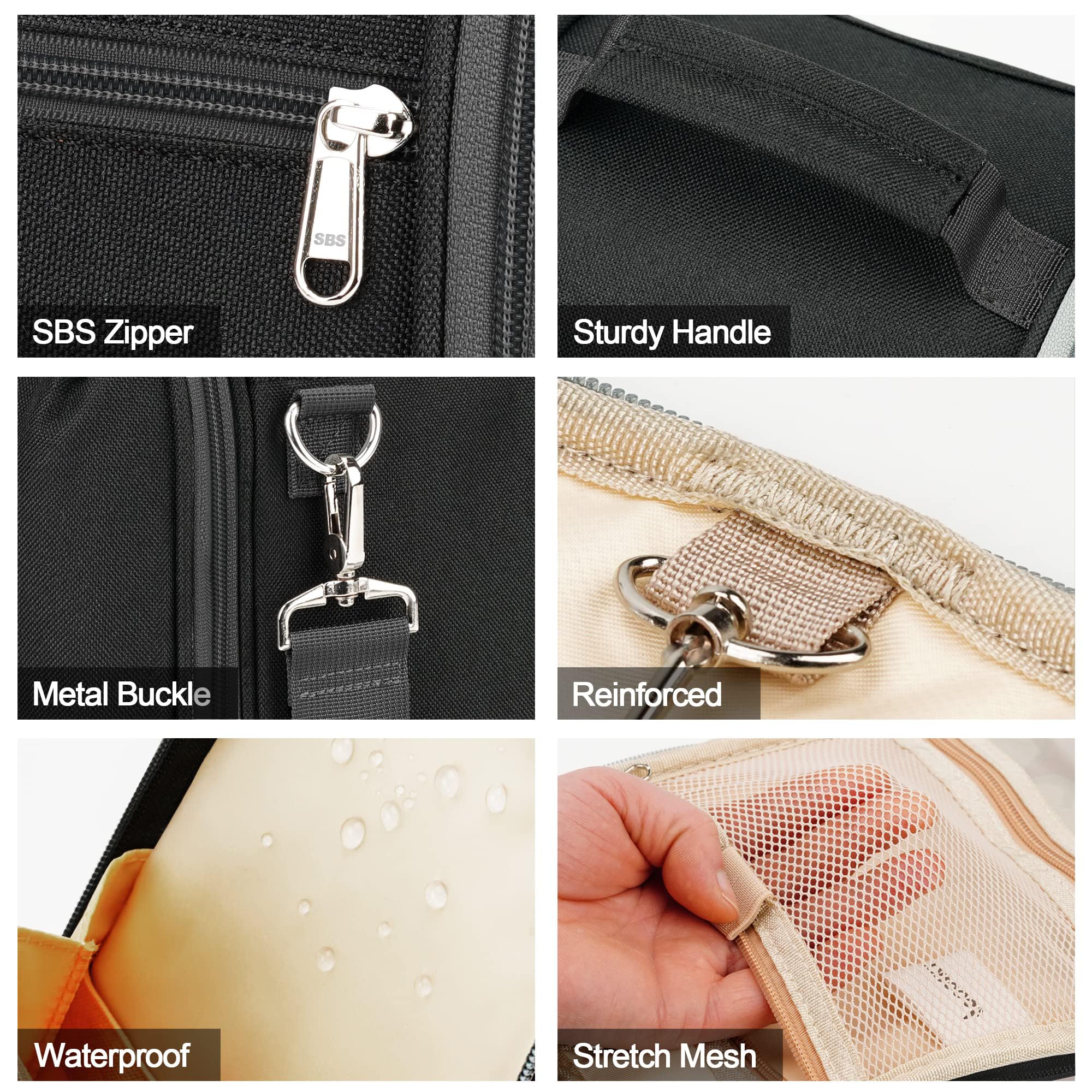 COOSKY Beauty case da viaggio extra large da appendere per donne e uomini, borsa igienica, kit organizer da bagno e doccia con supporti elastici per articoli da toeletta, cosmetici, trucchi, pennelli