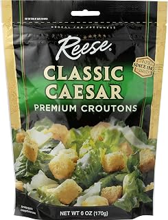 Reese Caesar Salad Croutons, 6oz Bags (Pack of 12) - Fresh Oven-Baked, Crispy Garlic Herb Topping for Salads