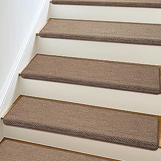 Bullnose Carpet Stair Treads Non Slip for Wooden Steps Indoor, 9.5" x 35" 2 Pieces, Extra Wide Bull Nose Carpet Runners for Wood Stairs, Step Covers, Stair Tread Rugs, Washable, Brown