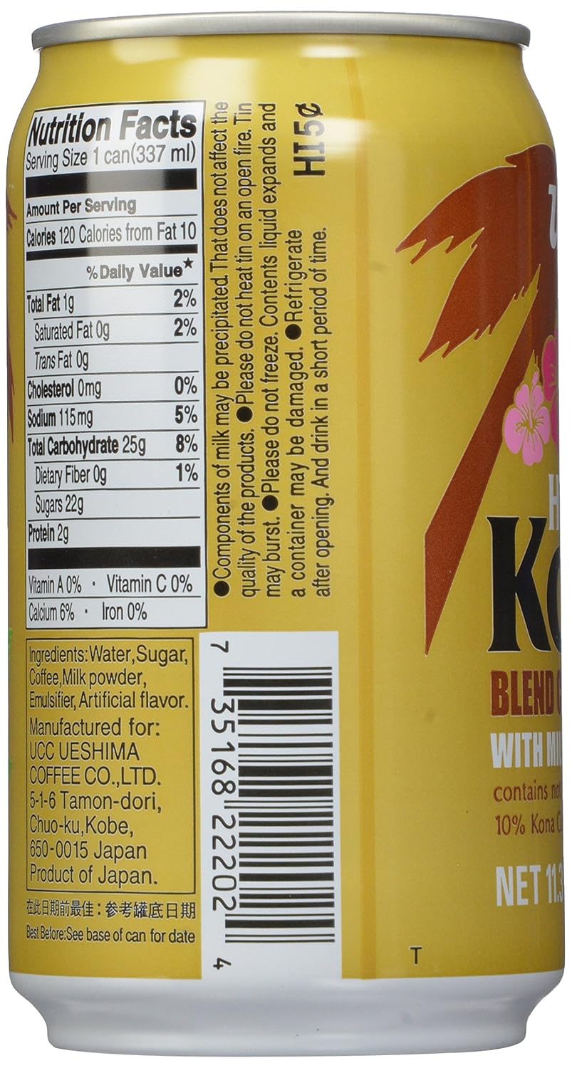 UCC Hawaii Kona Blend Coffee with Milk, 11.3 Fl Oz (Pack of 24)