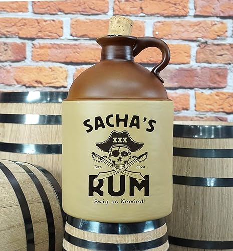 Vista 35 de Jarra personalizada de medio galón Moonshine – Estilo antiguo tradicional, botella de cristal grabada de 1/2 galón con tapón de corcho natural