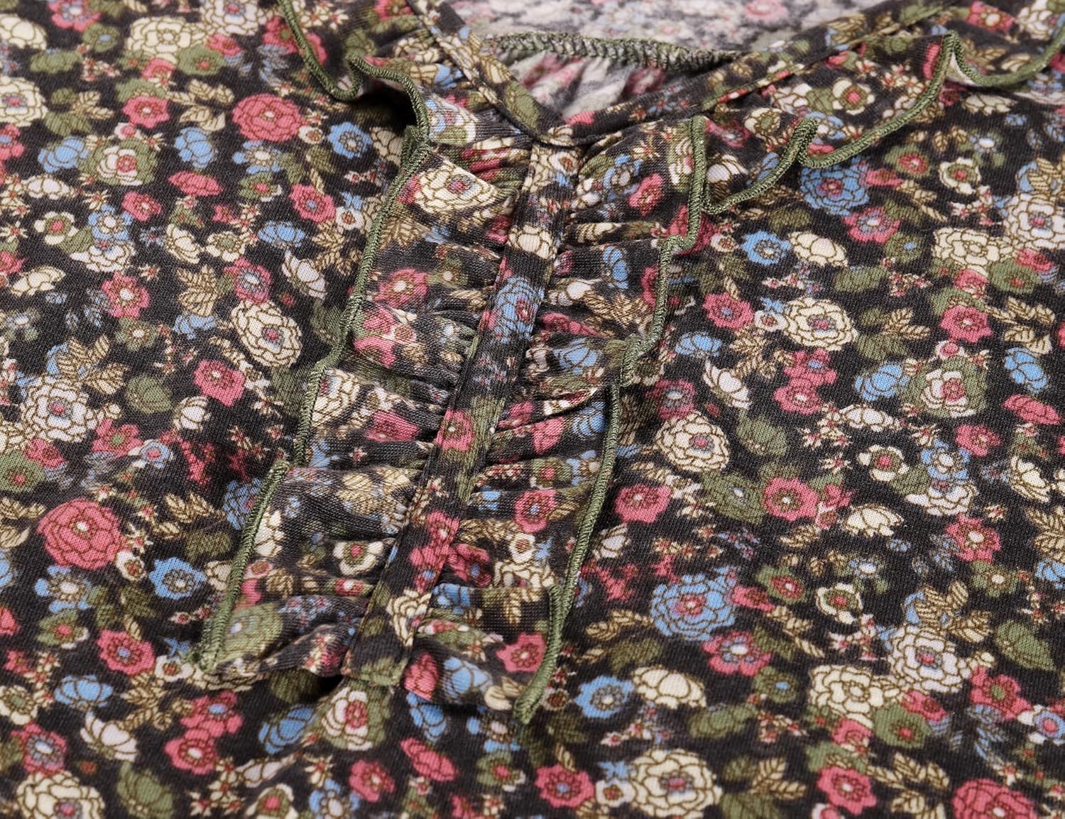 Ivicoer Women's Casual V Neck T Shirts Loose Summer Fall 3/4 Bell Sleeve Tops Ruffle Tunic Blouses - Image 5