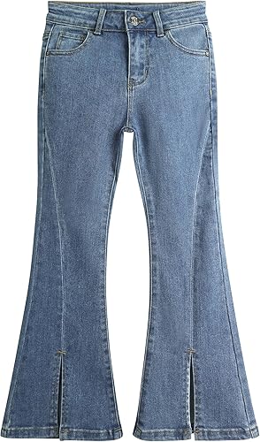KIDSCOOL SPACE Girls Simple Jeans, Big Little Kids Girl Elastic Waistband Inside