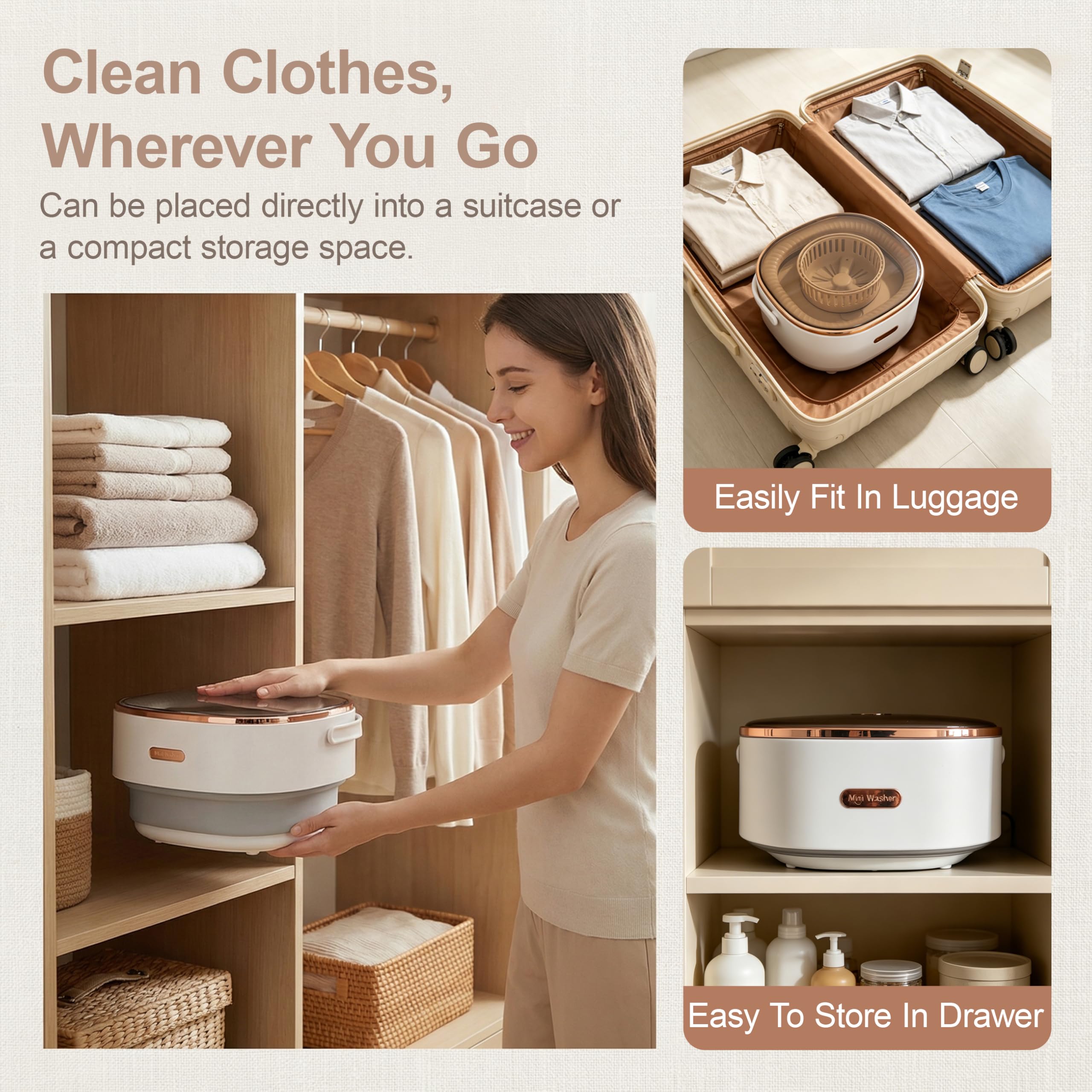 Mini lavadora plegable de 16 L, lavadora portátil para ropa