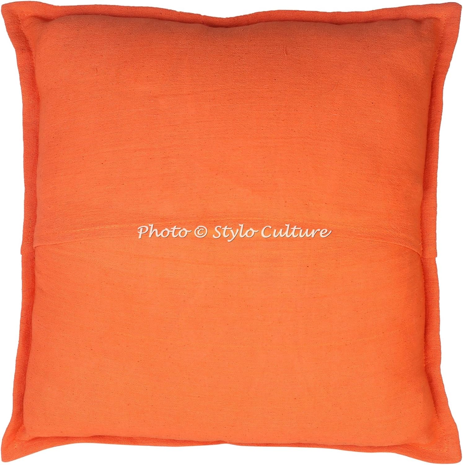 Indian Embroidered Sofa Couch Toss Throw Pillow Cases 60x60 cm Cotton Hallway Decor Orange Mirrored Decorative Square Luxury Envelope Ethnic 24x24 Inch Cushion Covers - 2 Pcs