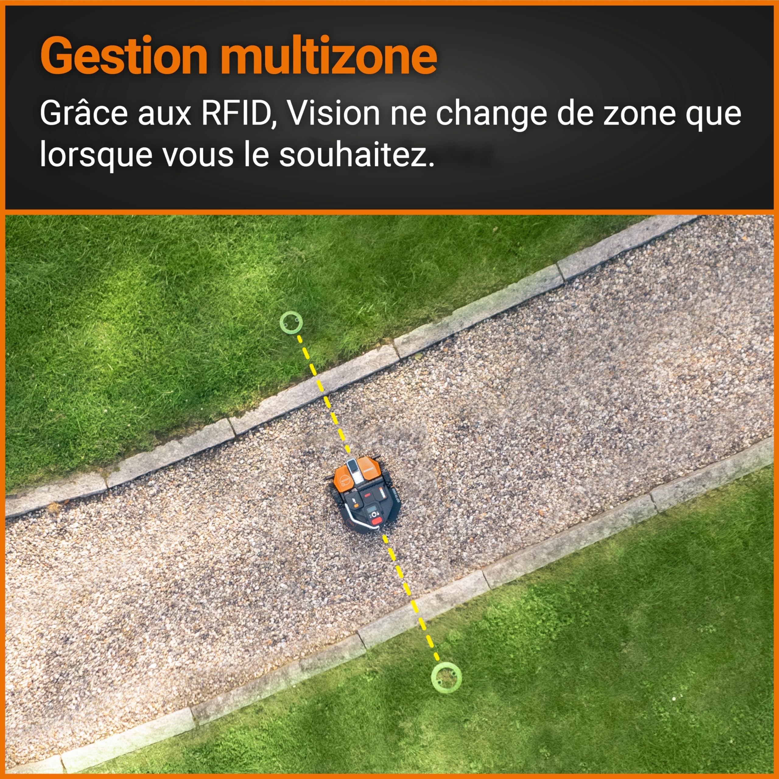 WORX Landroid Vision S250 WR202E robot koszący do ogrodów do 250 m², kosiarka bez kabla ograniczającego (WLAN i Bluetooth, aktywne unikanie przeszkód z technologią KI, ochrona przed jeżami)