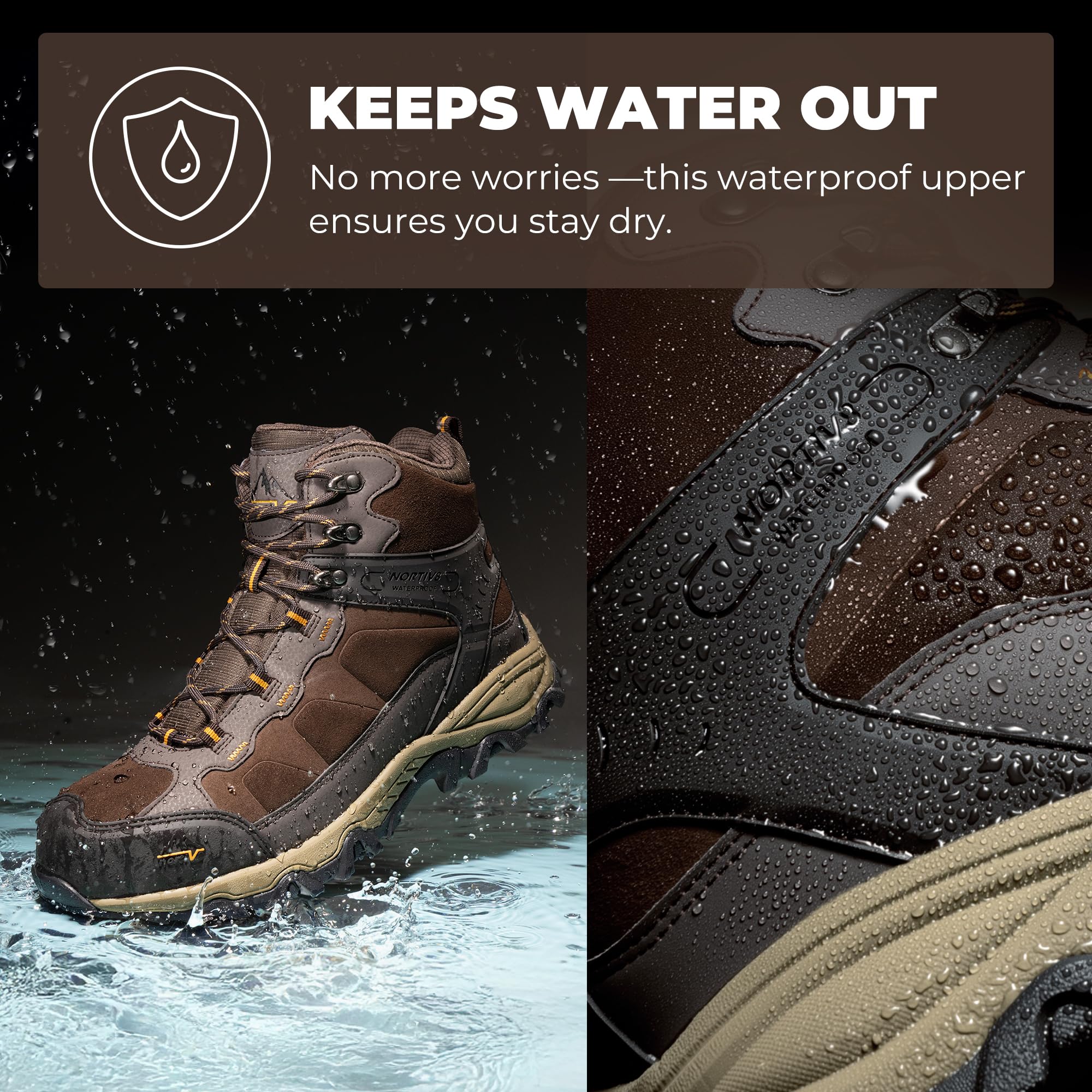 NORTIV 8 Waterproof Steel Toe Boots for Men Slip Resistant Safety Industrial Boots