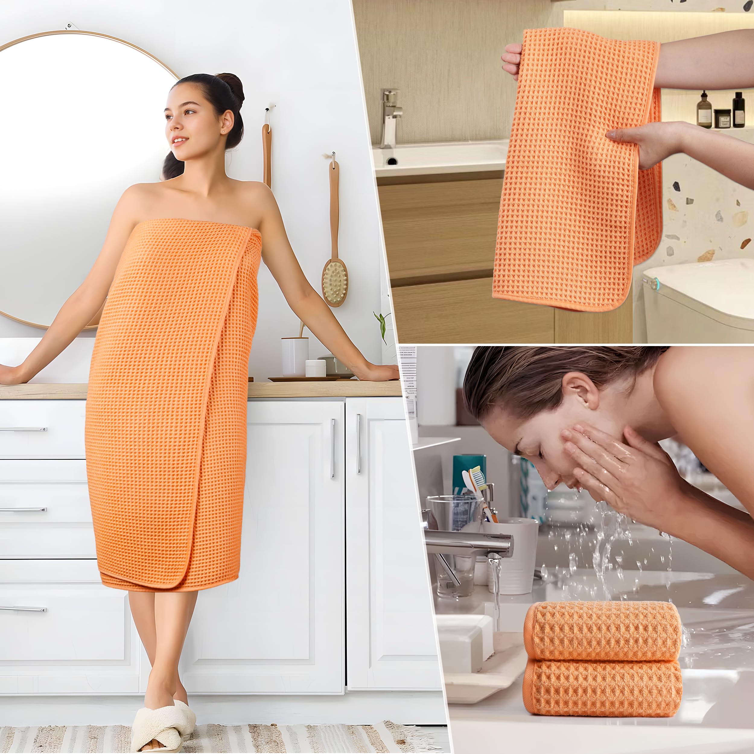 Polyte - 430 gsm telo bagno in microfibra - tessuto a nido d'ape - oversize - 76,2 x 152,4 cm - 6 pezzi