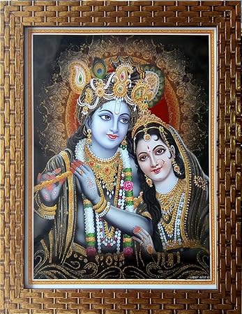 Shree Handicraft Lord Radha Krishna Photo Frame for Home Deco Wall Hanging Frame (27 cm x 33 cm x 1 cm, Acrylic Sheet Used)