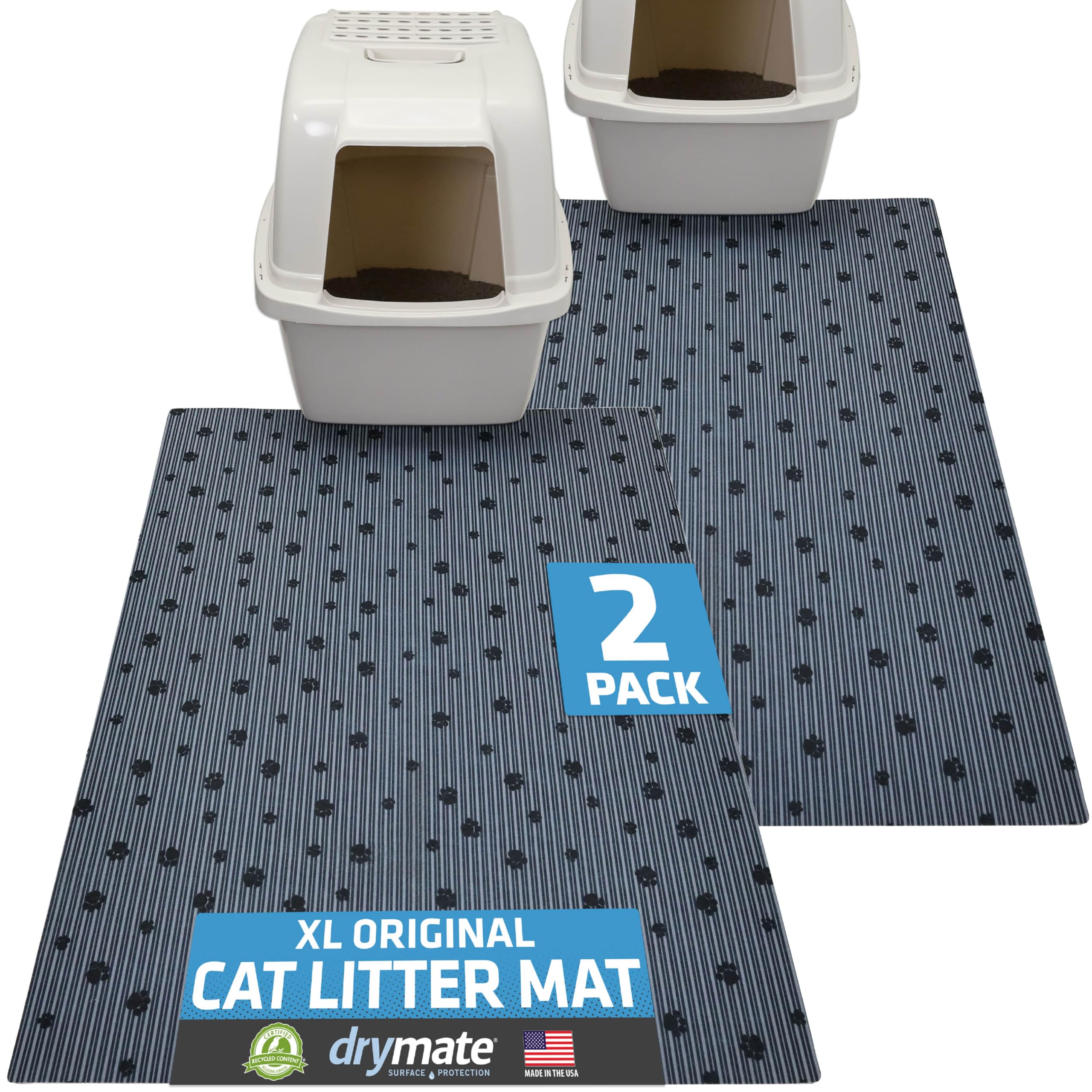 Drymate Cat Litter Box Mat Litter Trapping Mat Dark Grey, 28x36 XL, 2-Pack