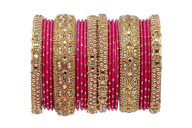 Azad bangle store glass kada and metal bnagle set for women and girls (pack of 18)
