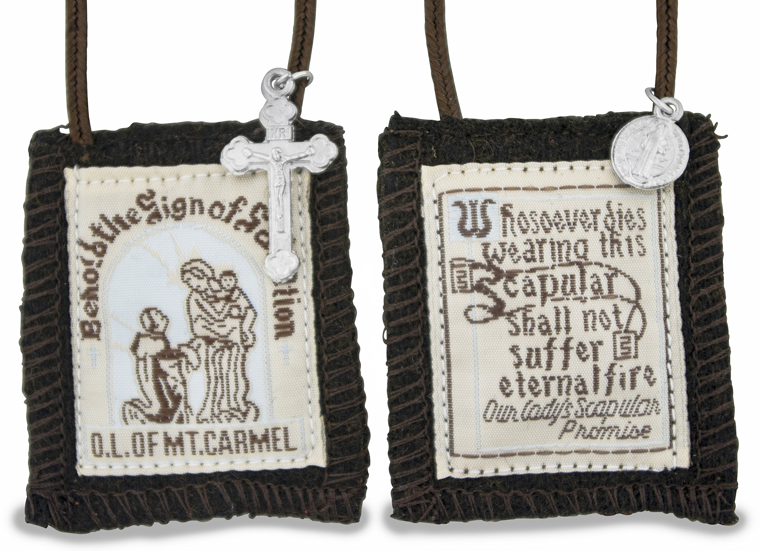 1 X Brown Scapular - "Behold the Sign of Salvation"