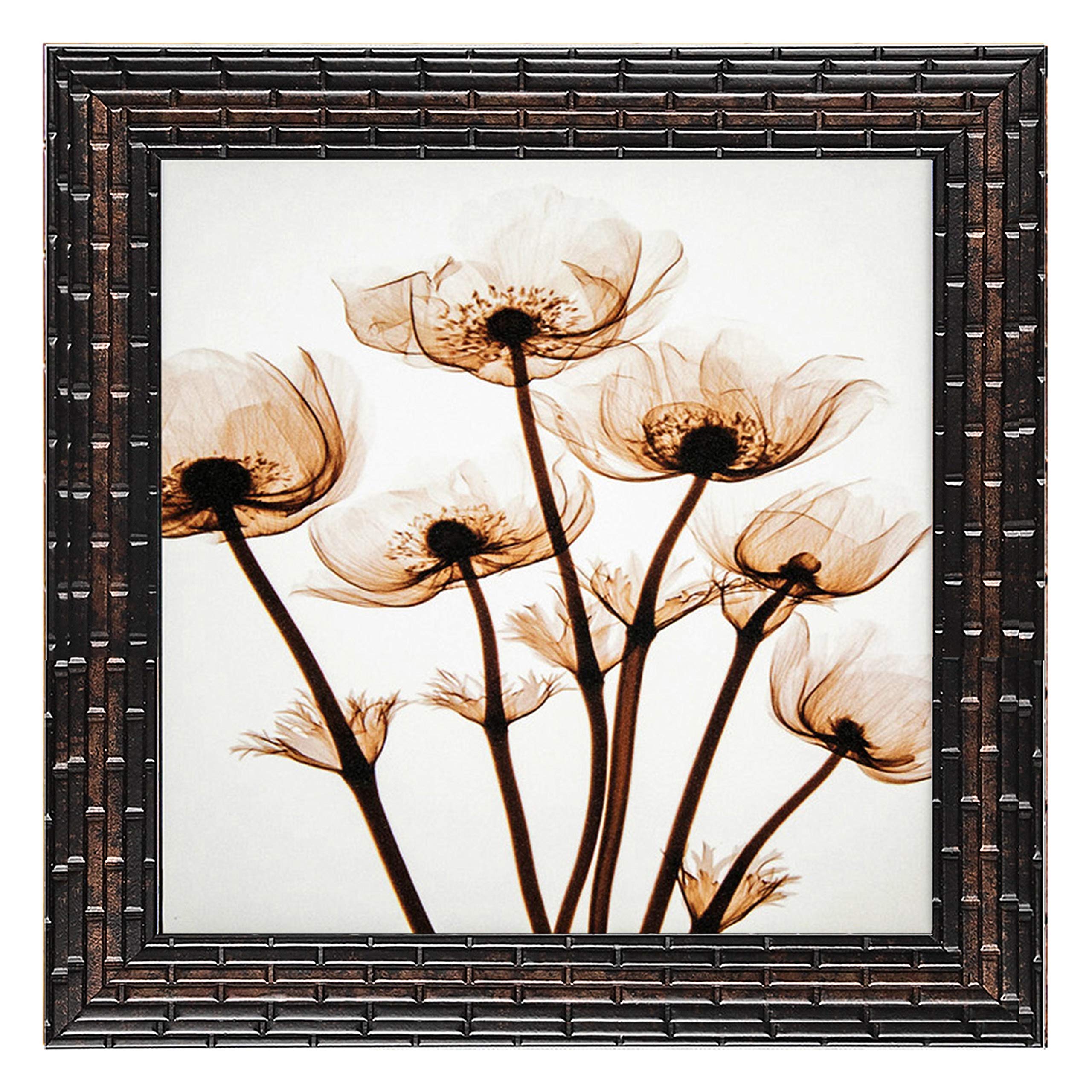 Indianara Set of 3 Abstract Modern Flowers Framed Wall Hanging Laminated Paintings Matt Art Prints 9 inch x 9 inch each without Glass (2930) 4