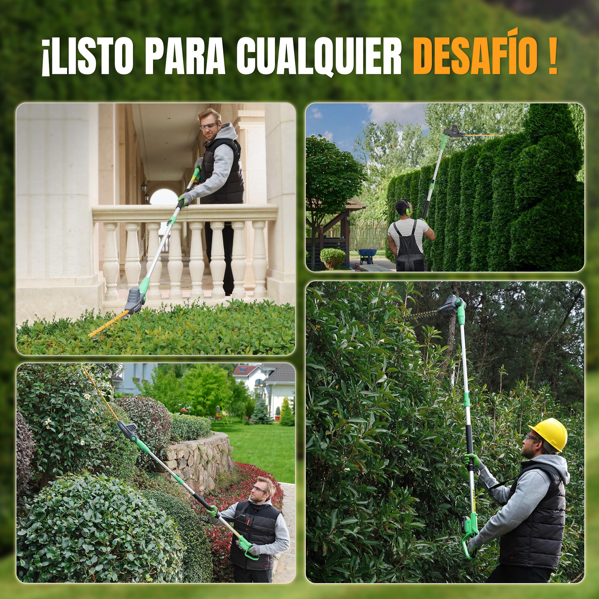 WORKPROX Cortasetos Telescópico Inalámbrica 20V, Cortasetos de Pértiga, Tijeras Cortasetos con Batería, Podar Telescópica hasta 2,8M, con Ángulos Ajustables, Longitud de Corte 45CM