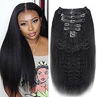 Vista 80 de Extensiones de cabello con clip de 12 pulgadas, rizado birmano, negro natural, extensiones de cabello con clip rizado birmano, cabello humano real