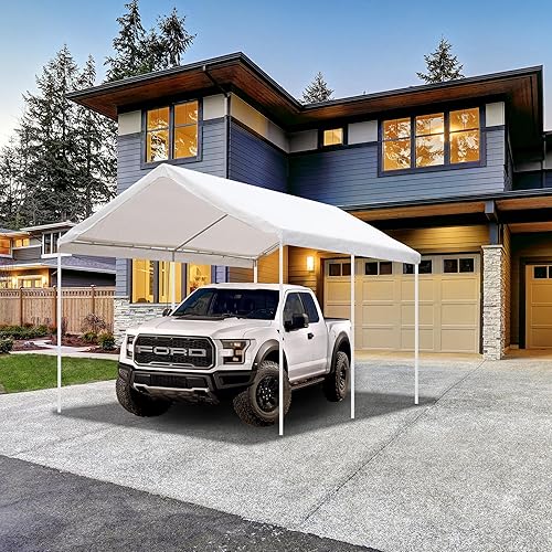 Miniatura 6 de TGEHAP 10' x 20' Carport Replacement Top Canopy Cover for Car Garage Top Tarp Shelter Tent Party180G Carport Cover Heavy Duty (Only Top Cover, Frame