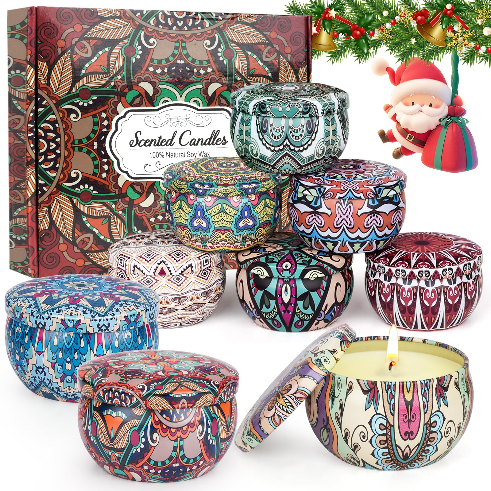 Set de regalo de velas aromáticas para mujer: 9 velas de aromaterapia con cera de soja, juego de velas aromáticas, pequeño set de regalo madre, regalo de cumpleaños