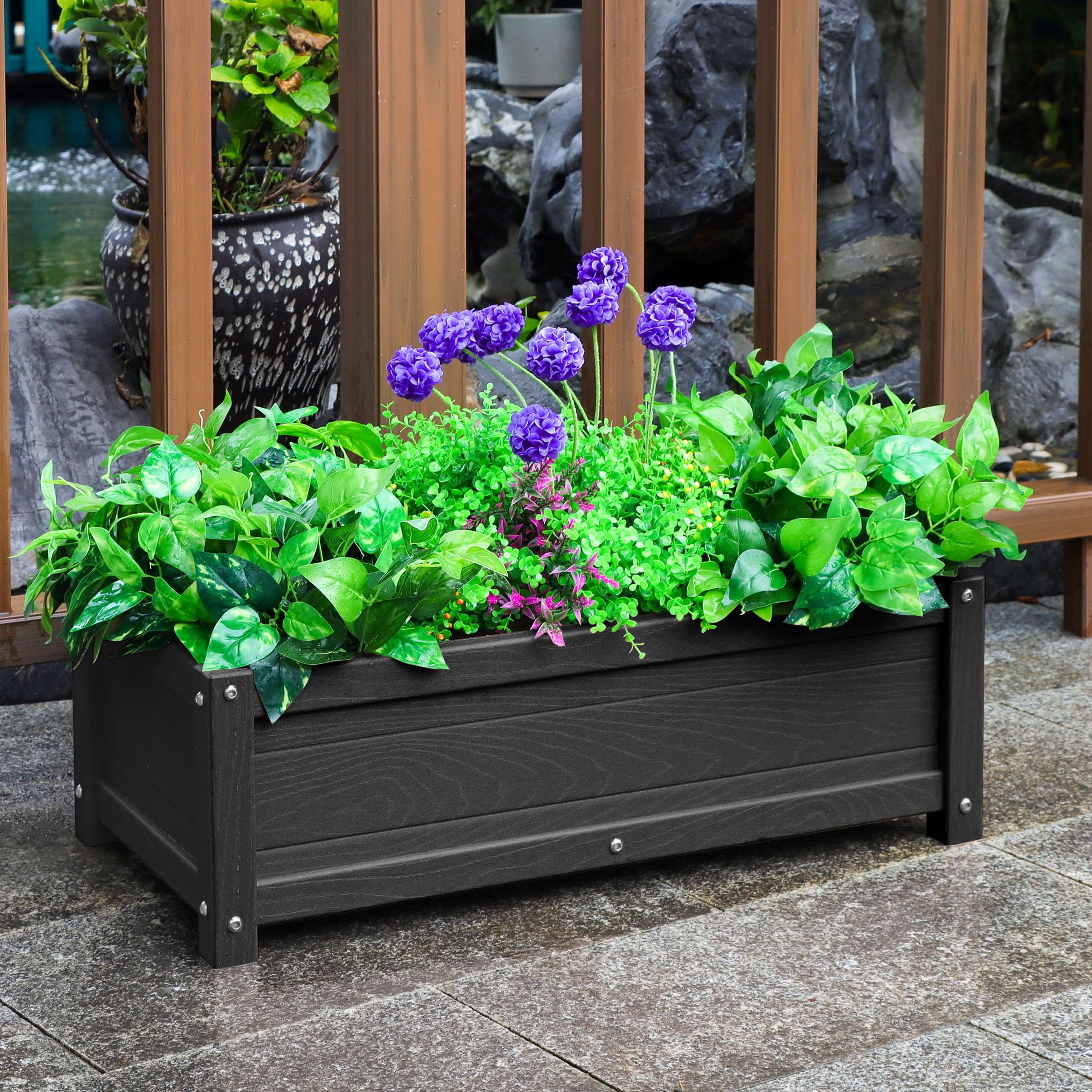 HDPE Raised Garden Bed With Legs - Rot-Proof, With Drainage Holes, 300 Lb Capacity For Patio & Balcony (Navy)