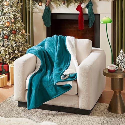 Vista 163 de Beautyrest - Manta Eléctrica Reversible de Felpa ultraligera - Manta Eléctrica, Regulador de Múltiples Niveles de Calor Acogedor Sofá Sala de Estar