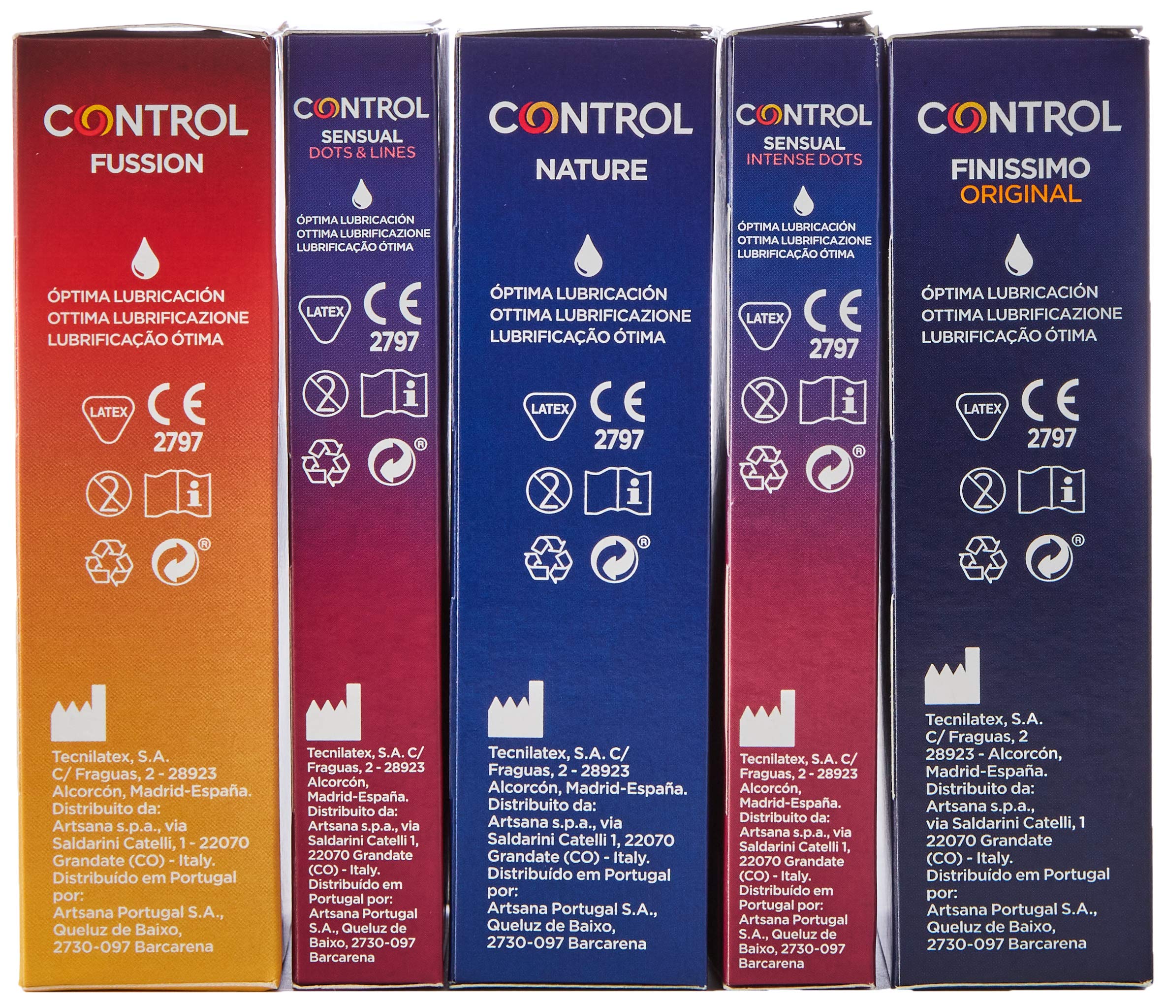 Control Pleasure Mix Pack Ahorro de Preservativos, Tipos: Nature, Finissimo, Fussion (Sabores), Sensual Dots and Lines y Sensual Intense Dots, 48 Preservativos, Pack de 5 Cajas image_2