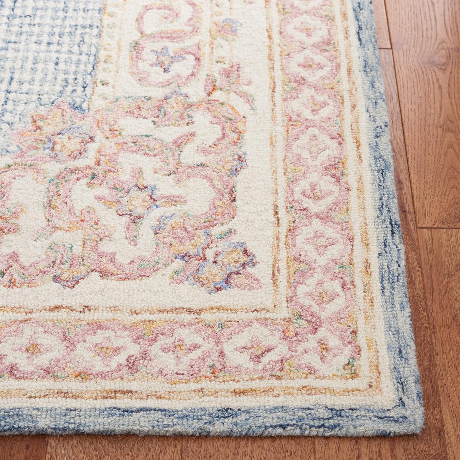 SAFAVIEH Aubusson Collection 8' x 10' Blue/Ivory AUB106M Handmade Traditional Premium Wool Area Rug