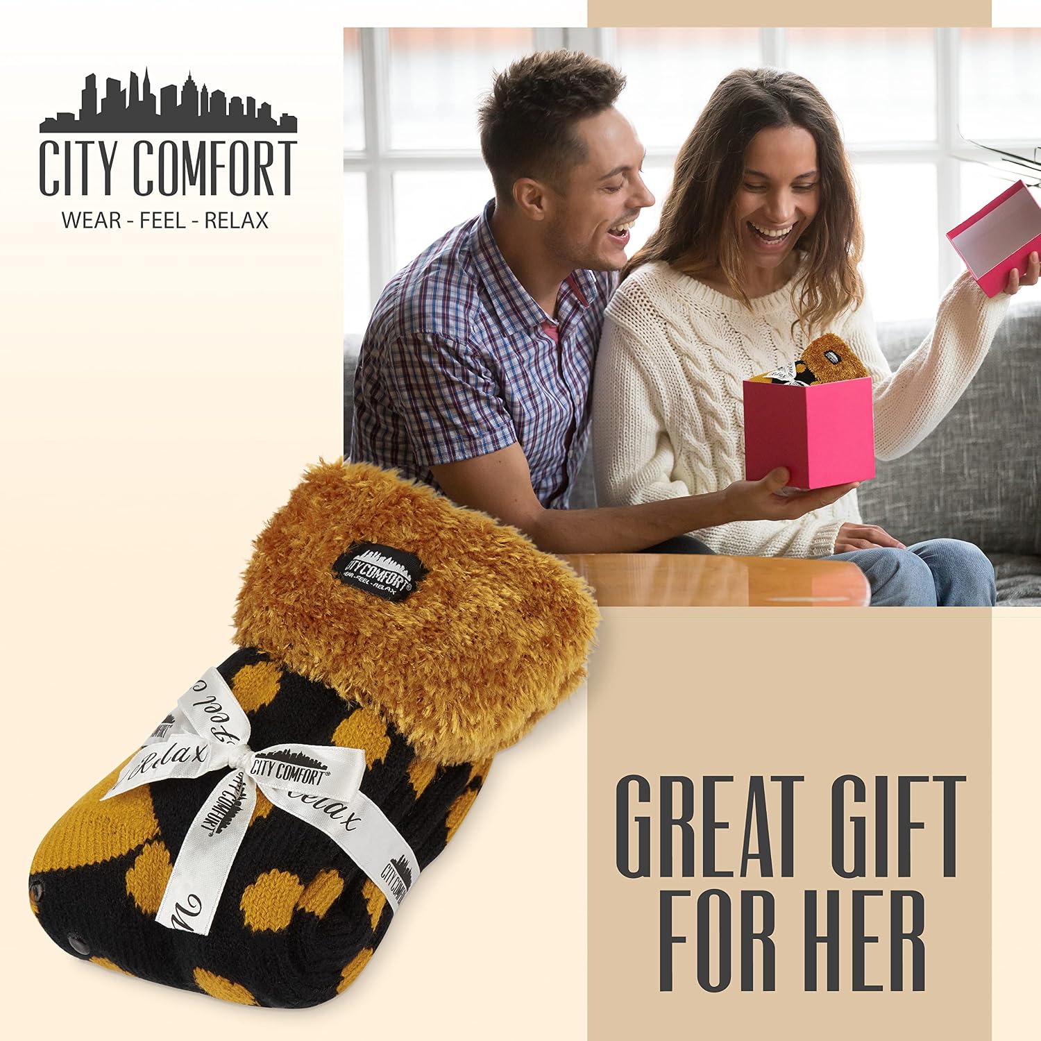 CityComfort Slipper Socks Women Teenagers - Fluffy Socks Non Slip Warm Fleece One Size Lounge Wear - Gifts for Women image 2