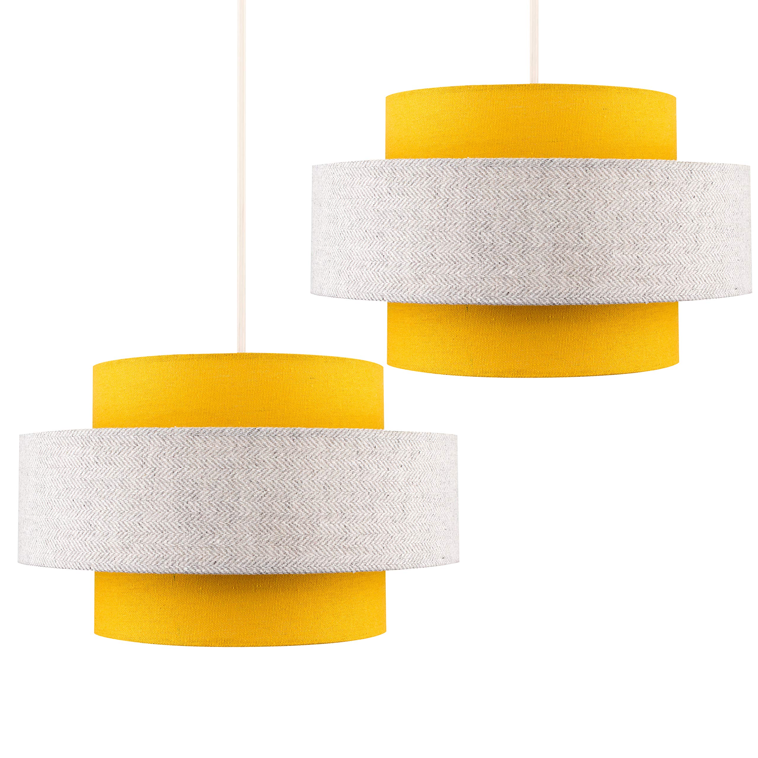 ValueLights Weaver 3 Tier Pair of Yellow Ceiling Pendant Shades