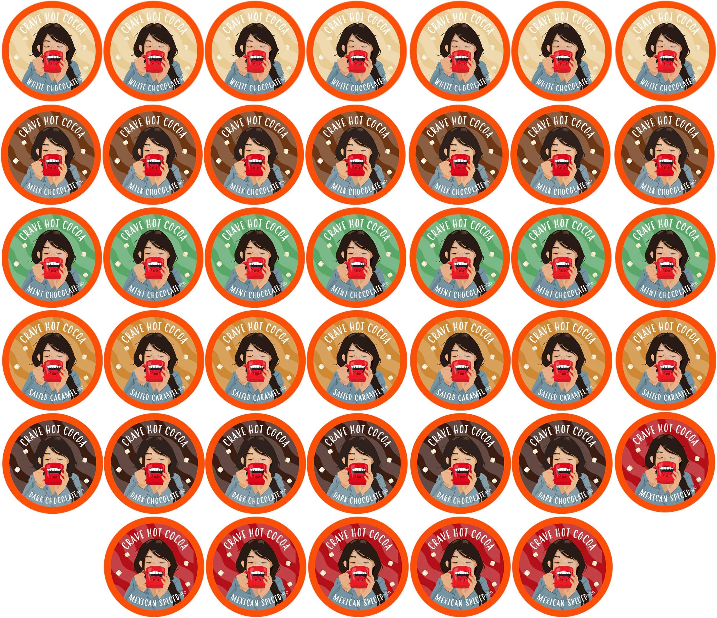 Crave Beverages Hot Chocolate Pods Variety Pack, Compatible with 2.0 K-Cup Brewers, Assorted Variety Pack 40 Count