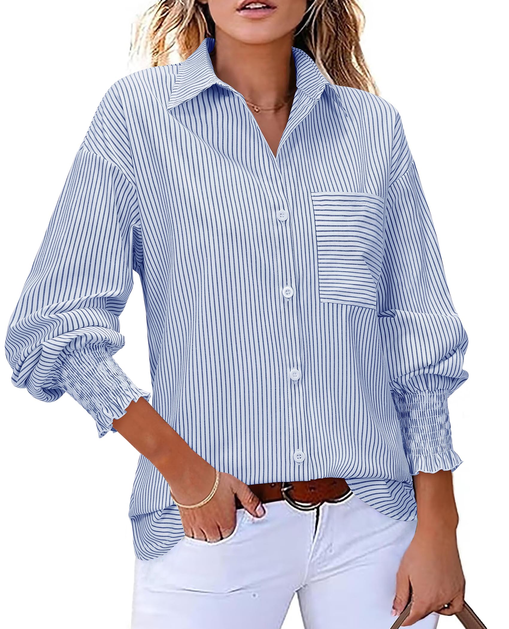 Gleeivy Oversized Striped Blouse
