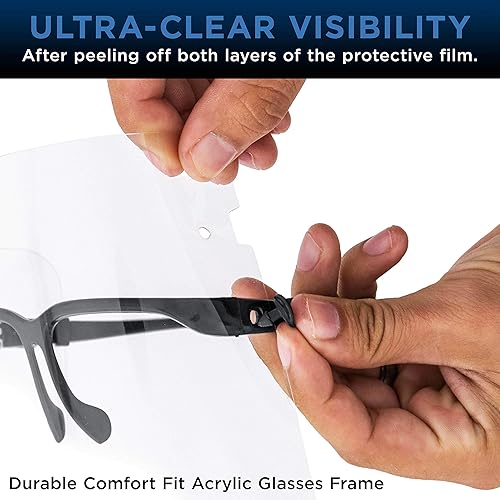 Miniatura 5 de TCP Global Salon World - Protectores faciales completos con marcos de gafas (paquete de 10), ultra transparentes para proteger los ojos, la nariz,