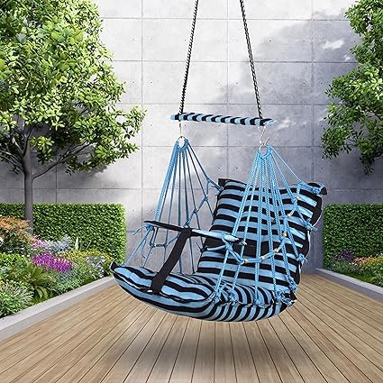 Toytoria Baby Swing for Kids Cotton Swing Chair for Kids julla Baby's Children Folding and Washable 1-5 Years with Safety Belt/Home, Garden Jhula for Babies Cradle | (B. Blue Patta)