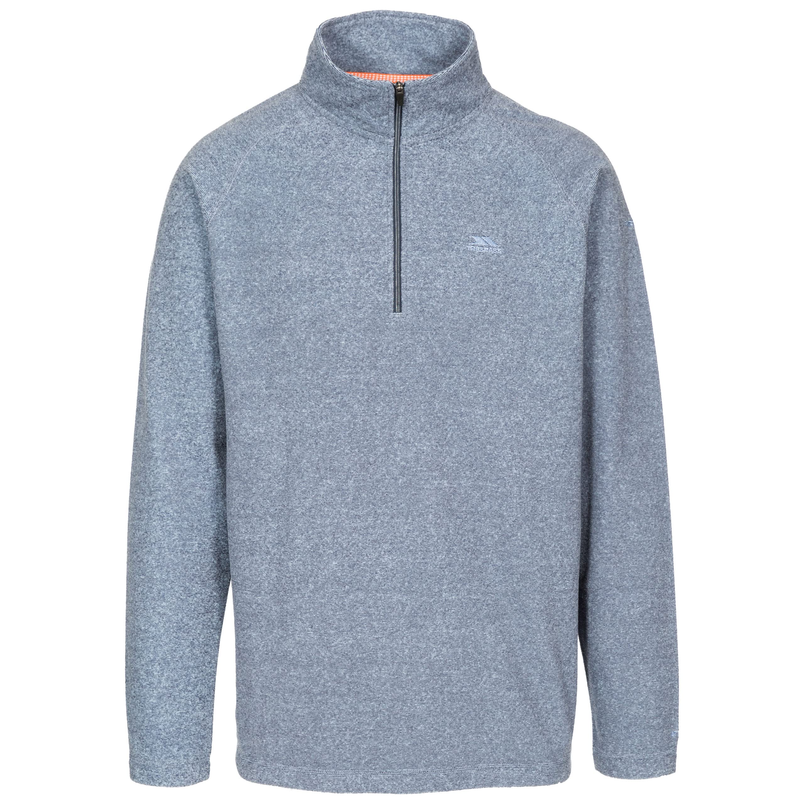 Trespass Men's Navy 1/2 Zip Fleece Keynote - Contrast Trims, Striped Catatonic Microfleece, Anti-Pilling Fabric, Brushed Back