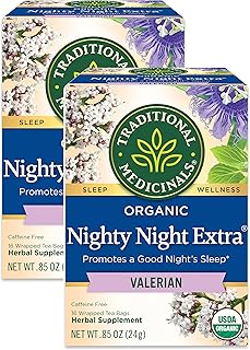 Traditional Medicinals Nighty Night Valerian Organic Tea, 16 Count, Pack of 2