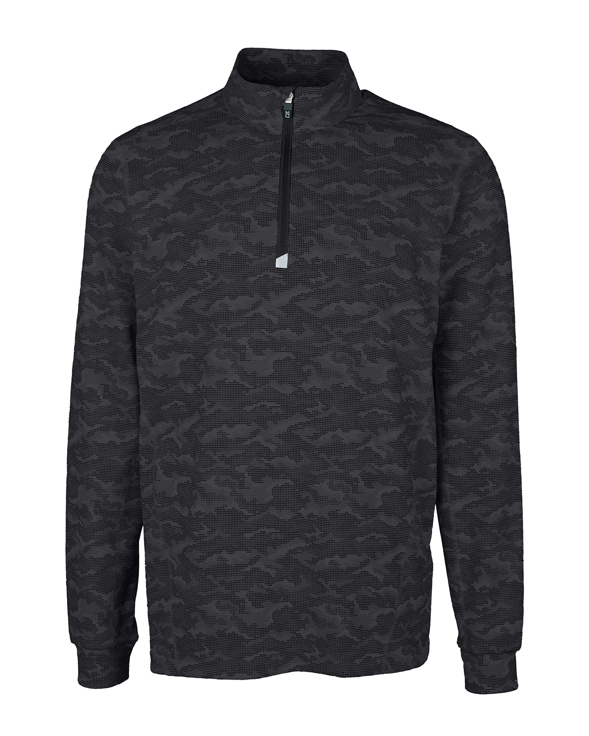 Cutter & Buck Men's Black Traverse Camo Print Stretch Quarter Zip Big And Tall Pullover Shirt, 4X-Large