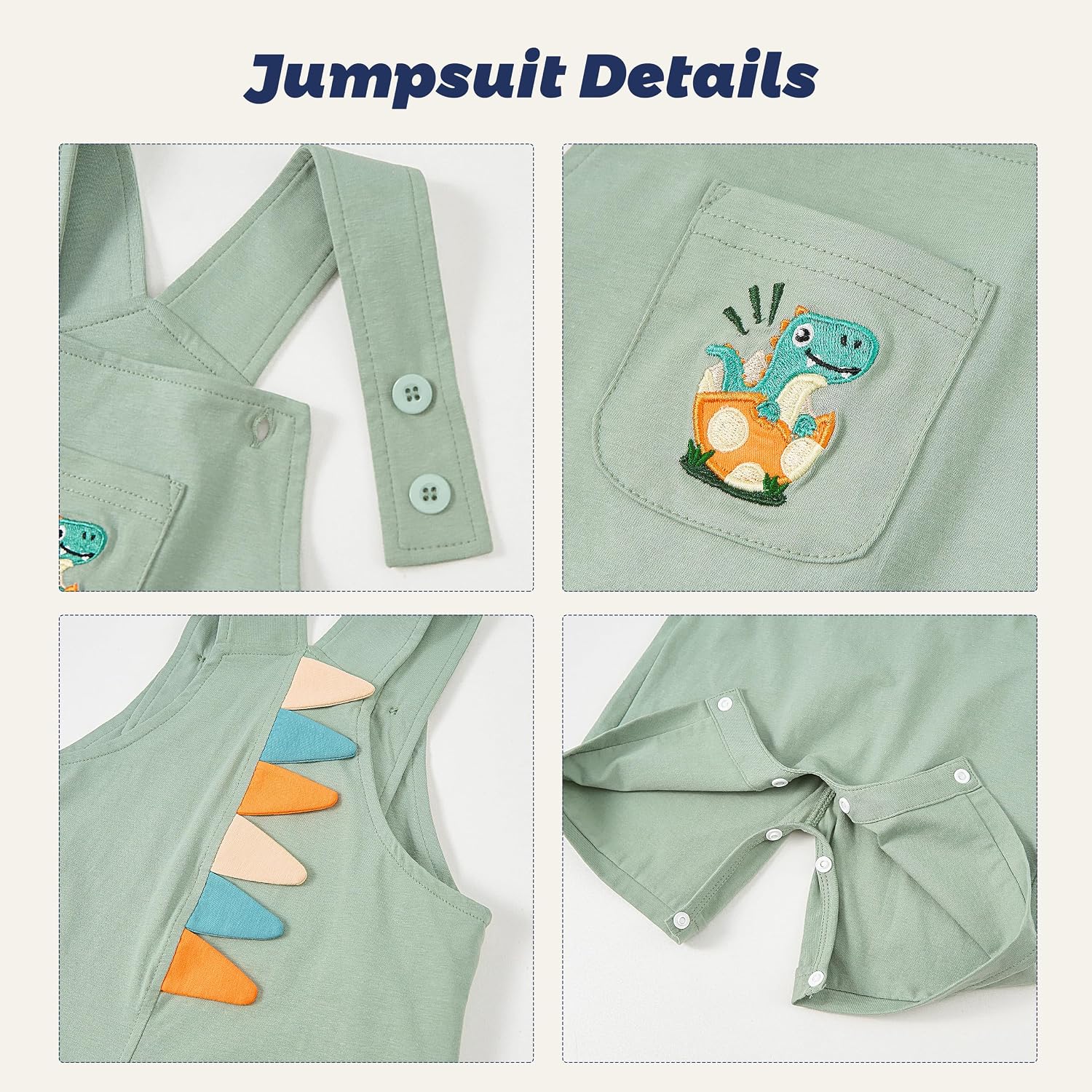 Volunboy Baby Boy Summer Overalls Shorts Set Short Sleeve Dinosaur T-shirt Hat 3 Piece Romper Suspender Bodysuits Clothes