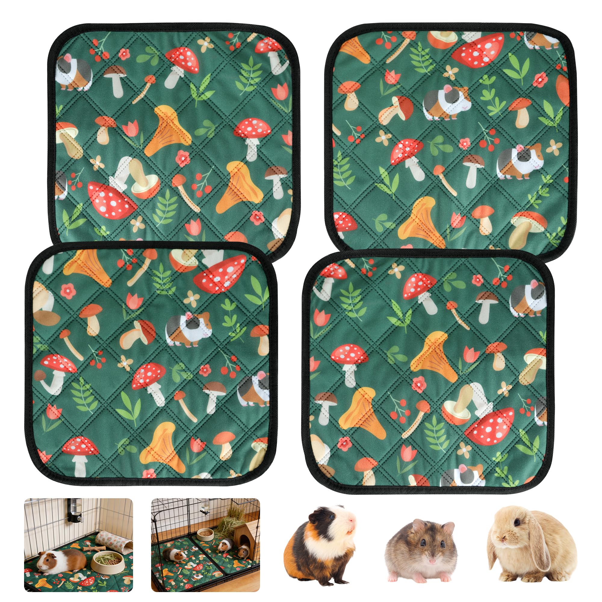 Guinea Pig Fleece Cage Liners, 4 PCS Leakproof Guinea Pig Mats Washable Pet Blankets Soft Absorbent for Rabbit Hamster Chinchillas Hedgehog Puppy Kitten Small Animal (30 x 30cm)
