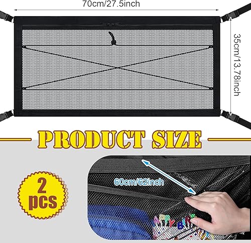 Miniatura 2 de Woanger 2 redes de carga para cochecito de 13.78 x 27.56 pulgadas, red de carga plegable elástica y resistente para espacio de almacenamiento