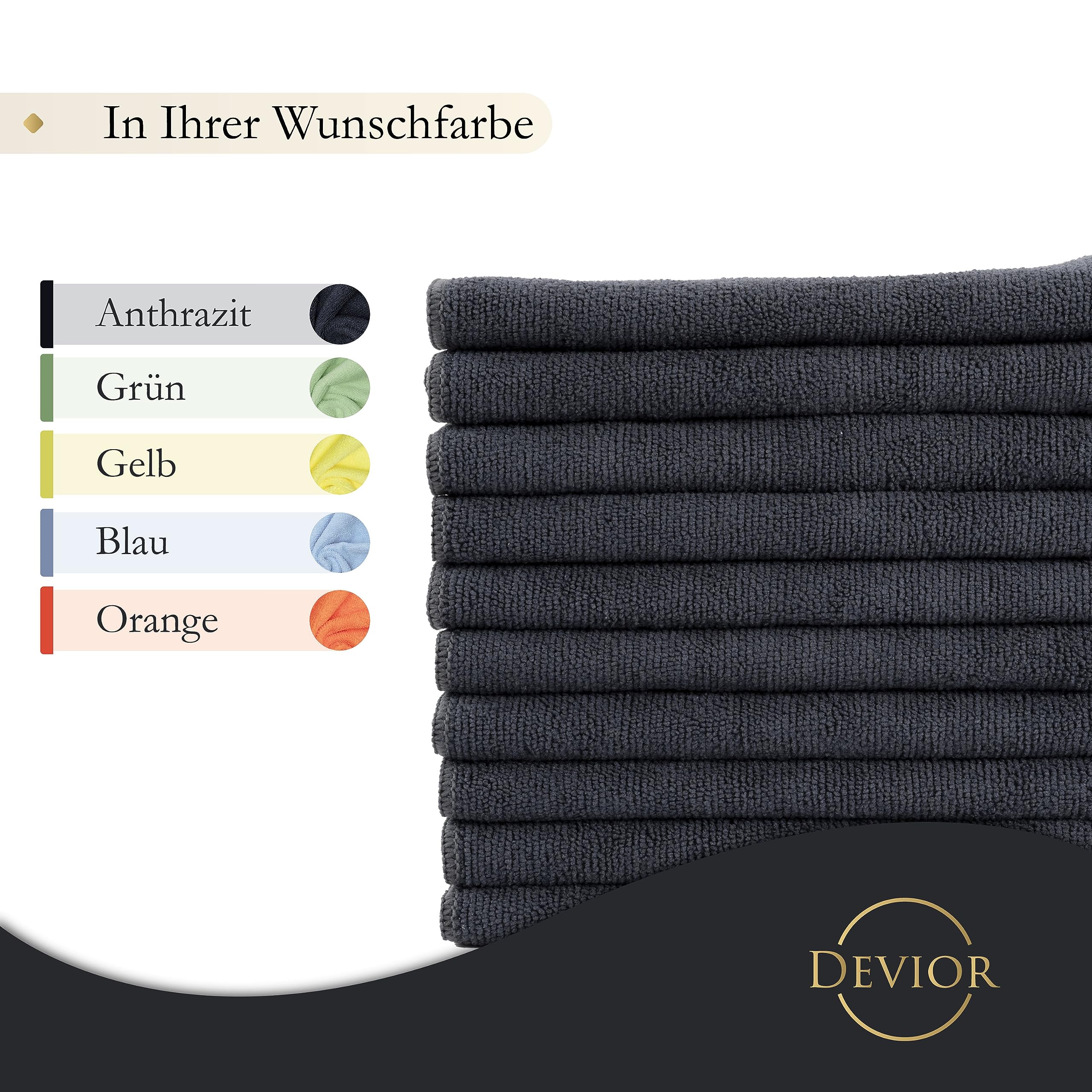 Devior Set van 10 microvezeldoeken, 40 x 40 cm, oranje, microvezeldoek