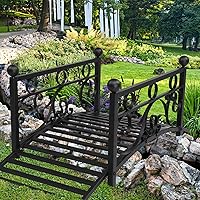 WISLAS 3.3FT Steel Garden Bridge: 450LB Anti-Slip Deck Footbridge for Pond, Yard, Garden - Rust-Resistant Powder Coated, Easy Assembly