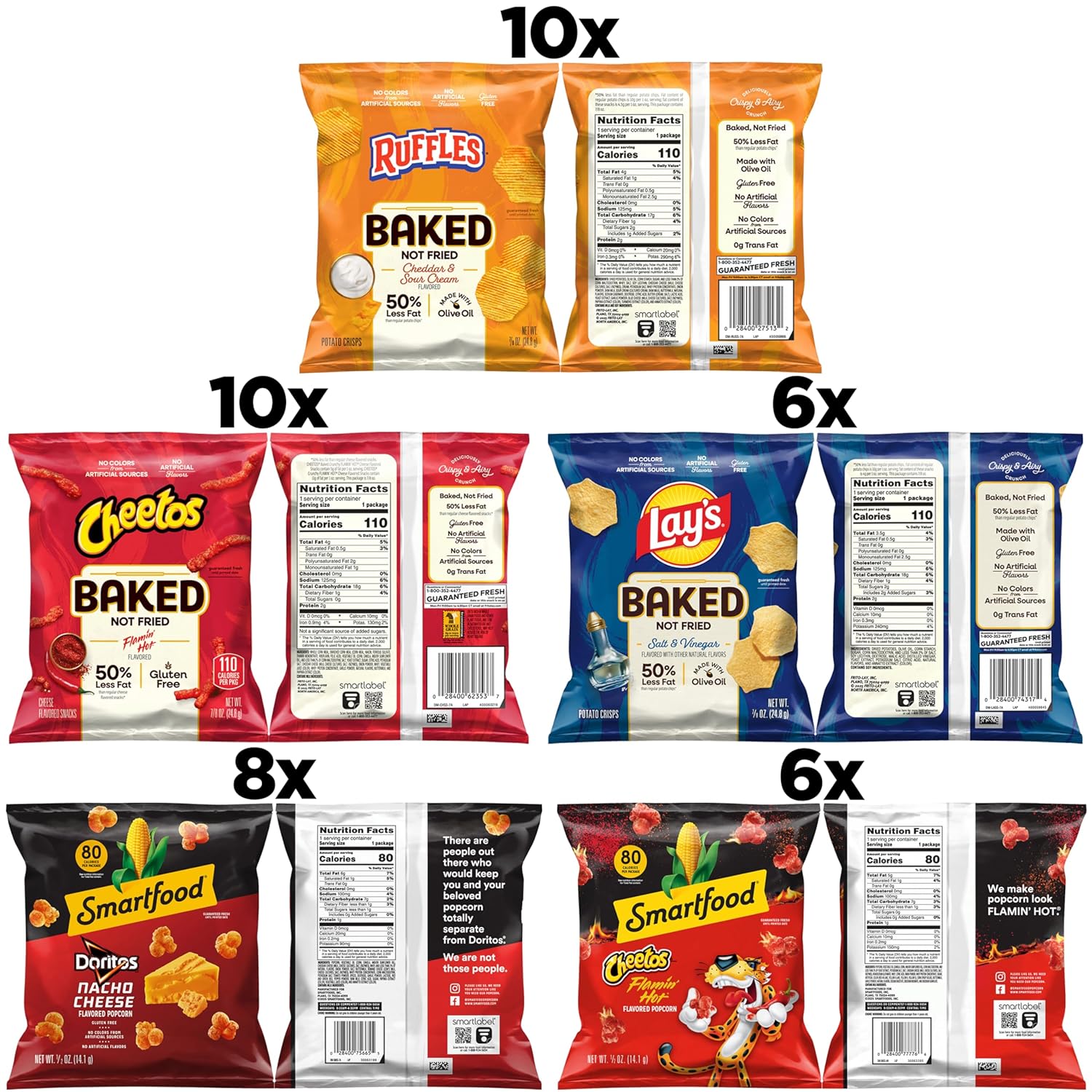 Frito-Lay Baked & Popped Bold Variety Pack (Pack of 40)