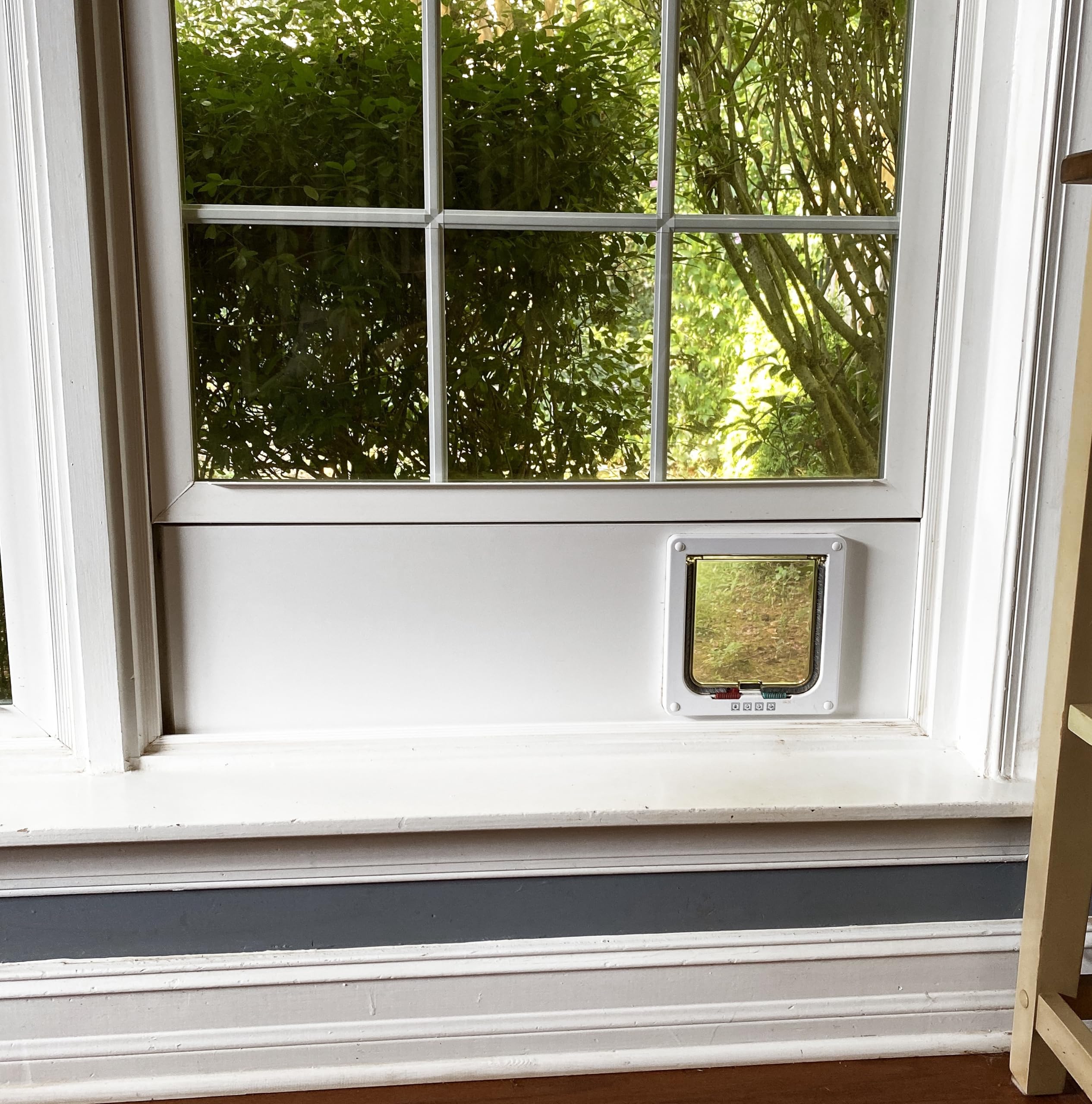 Custom Cat Door Window Insert - PVC Base | Insulated &amp; Weather-Sealed | Tool-Free Install for Horizontal &amp; Vertical Windows | Microchip Lock Options | Made in USA | Small Dogs &amp; Pets