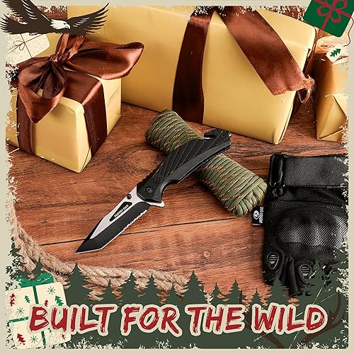 Miniatura 2 de MOSSY OAK Cuchillo de bolsillo plegable con aleación de aluminio y mango G10, cuchillo táctico de 4.75 pulgadas con rompevidrio de acero de