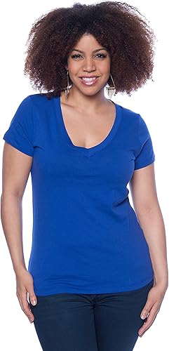 Miniatura 6 de Zenana remera básica, cuello en V, paquete de 4 prendas para mujer, L