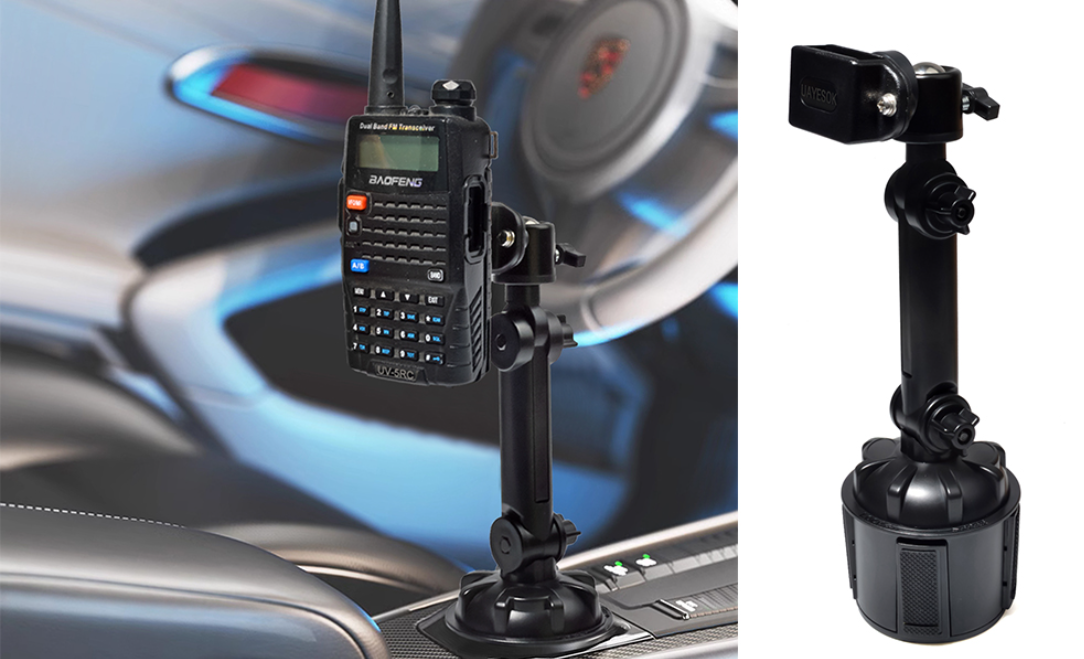 Support Ventouse Talkie-Walkie Voiture - Fixation Pare-Brise/Tableau De Bord Pour Motorola, Baofeng, Kenwood, Icom