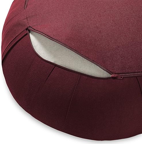 Miniatura 3 de Zafu Cojín de meditación, almohada redonda de yoga de trigo sarraceno de 15 pulgadas con funda de algodón orgánico